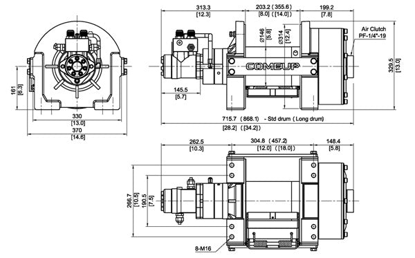 BISON 20 HYDRAULIC WINCH Long Drum