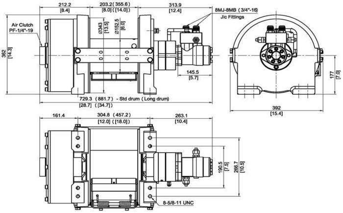 BISON 30 HYDRAULIC WINCH Long Drum