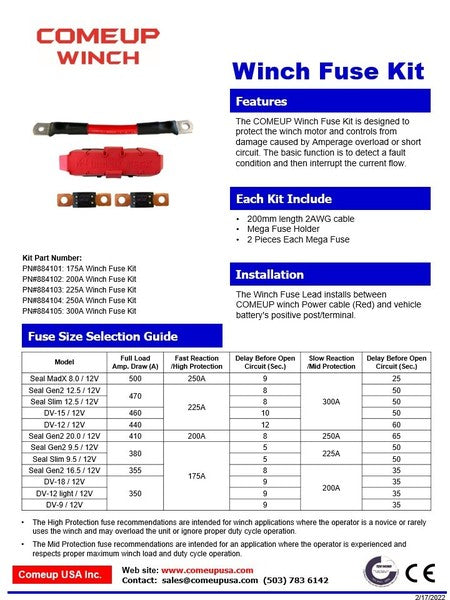 Winch Fuse Kit, 175A